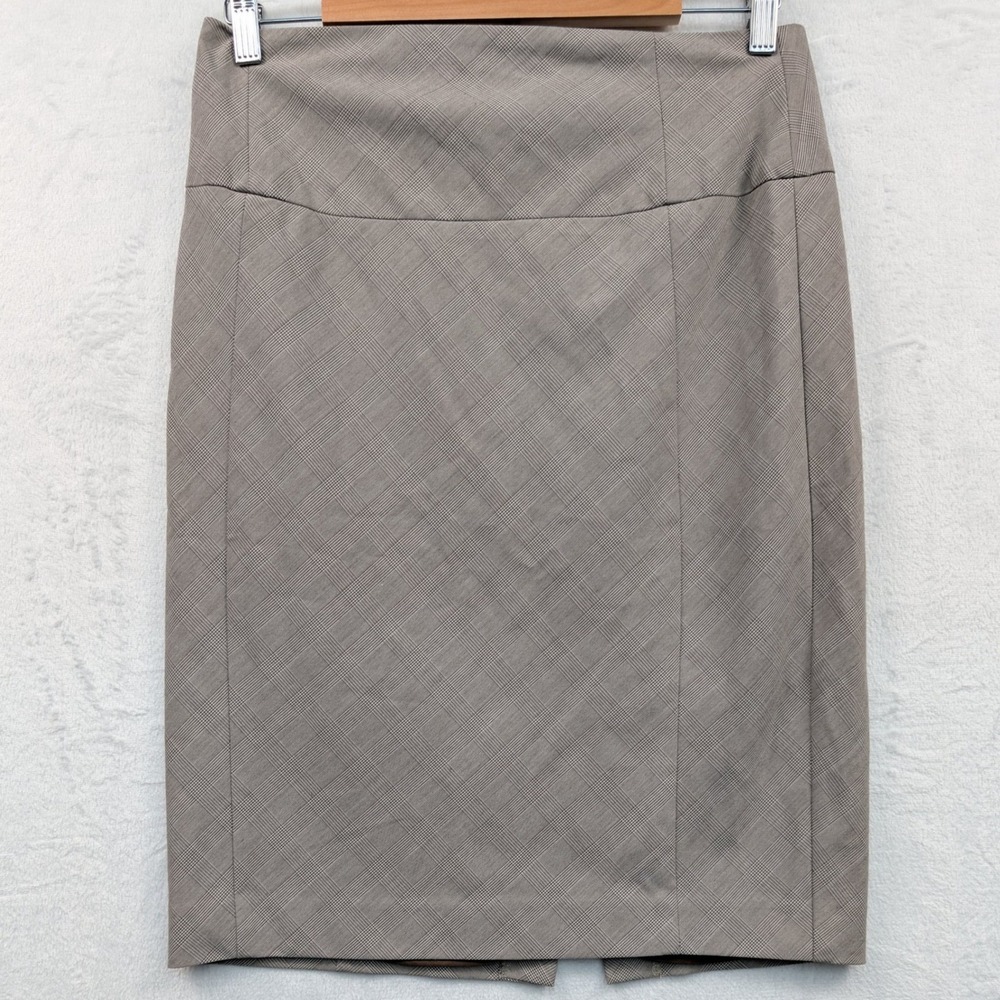VTG Dark Academia Skirt Women's 10 Taupe Pencil Plaid Office Siren Midi Y2K